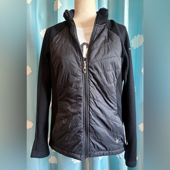 Spyder knit and nylon jacket. Black zip up- L - Picture 5 of 7